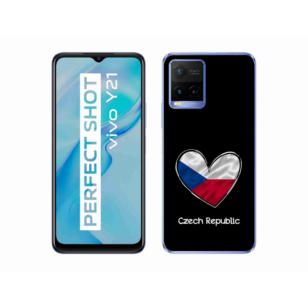 Gelový kryt mmCase na Vivo Y21/Y21s/Y33s - vlajka srdce černé pozadí