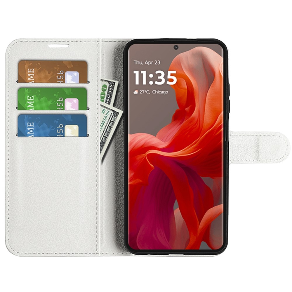 Litchi knížkové pouzdro na Motorola Moto G85 5G - bílé