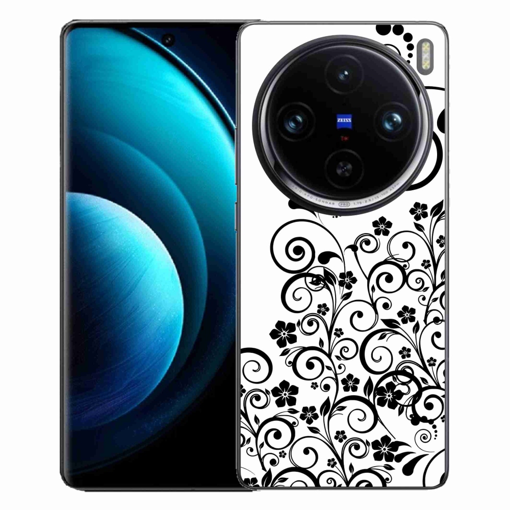 Gelový kryt mmCase na Vivo X100 Pro 5G - černobílé květinové vzory