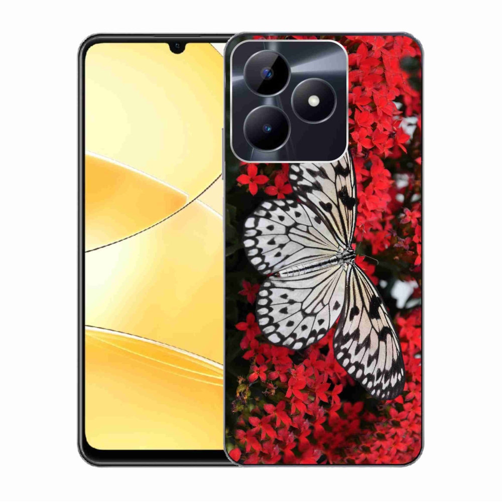 Gelový kryt mmCase na Realme C51/C53 - černobílý motýl 1
