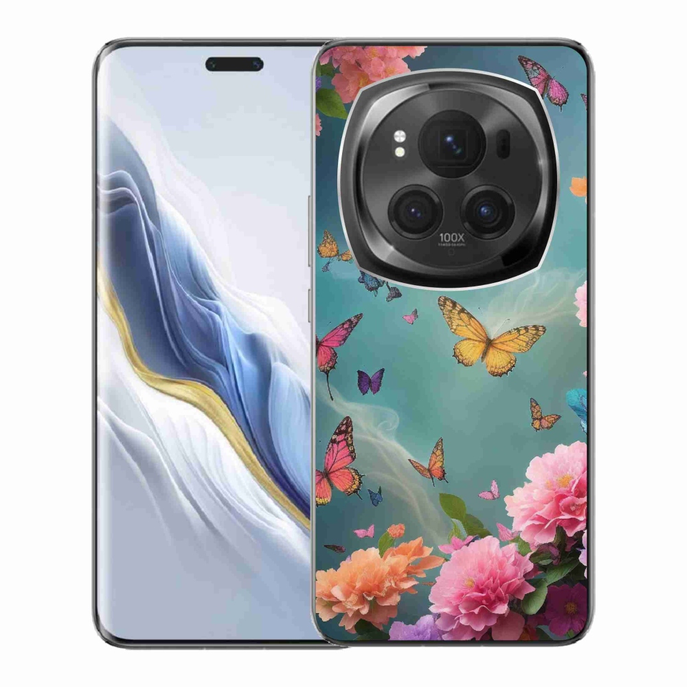 Gelový kryt mmCase na Honor Magic 6 Pro 5G - barevné květy a motýli