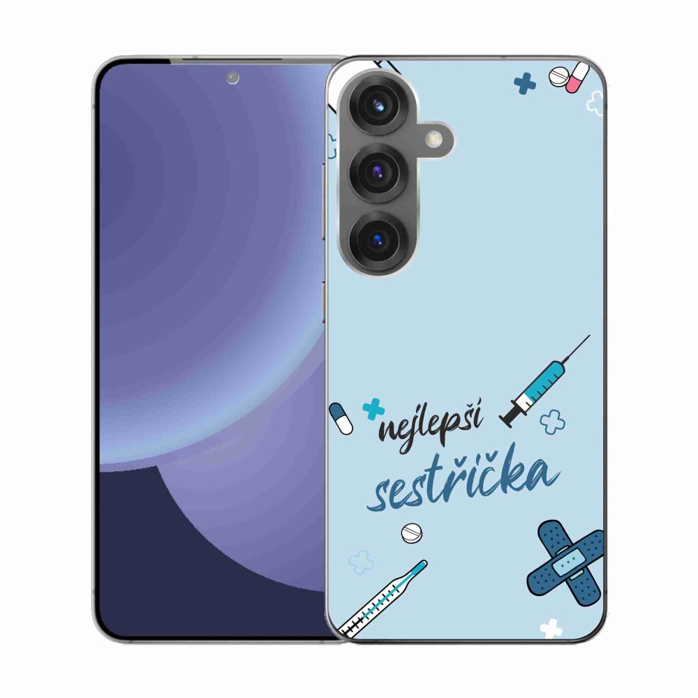 Gelový kryt mmCase na Samsung Galaxy S25 - nejlepší sestřička modré pozadí