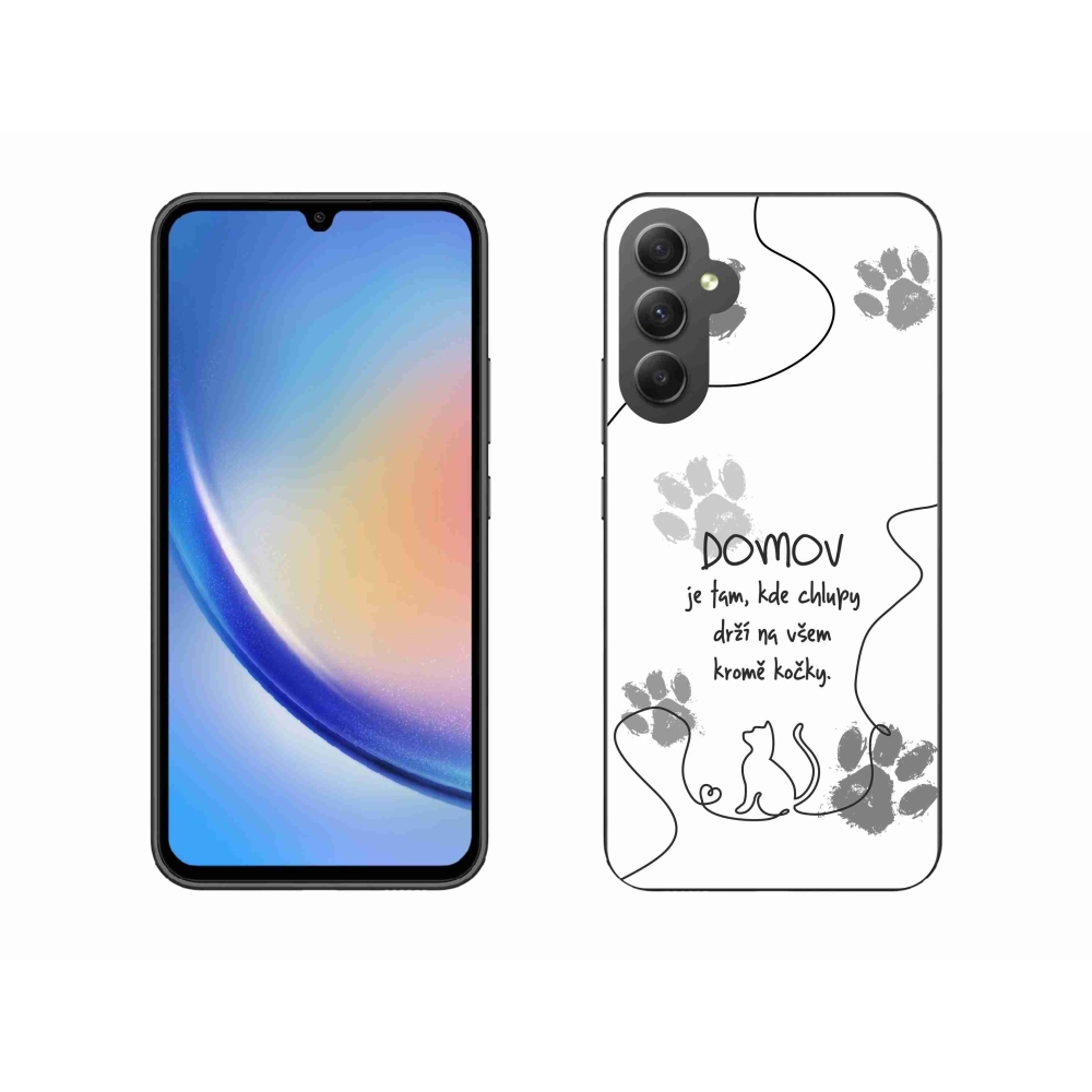 Gelový kryt mmCase na Samsung Galaxy A34 5G - kočičí motiv bílé pozadí