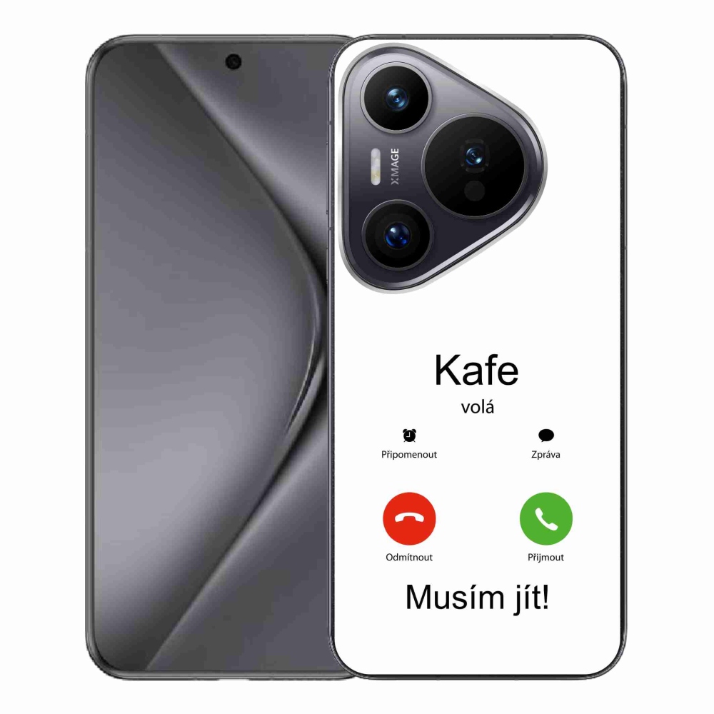 Gelový kryt mmCase na Huawei Pura 70 Pro - kafe volá bílé pozadí