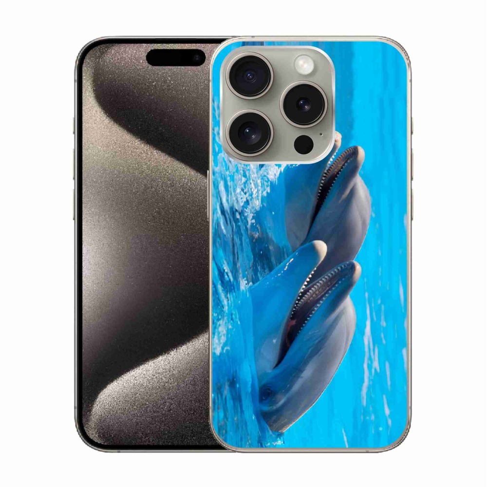 Gelový kryt mmCase na iPhone 15 Pro - delfíni