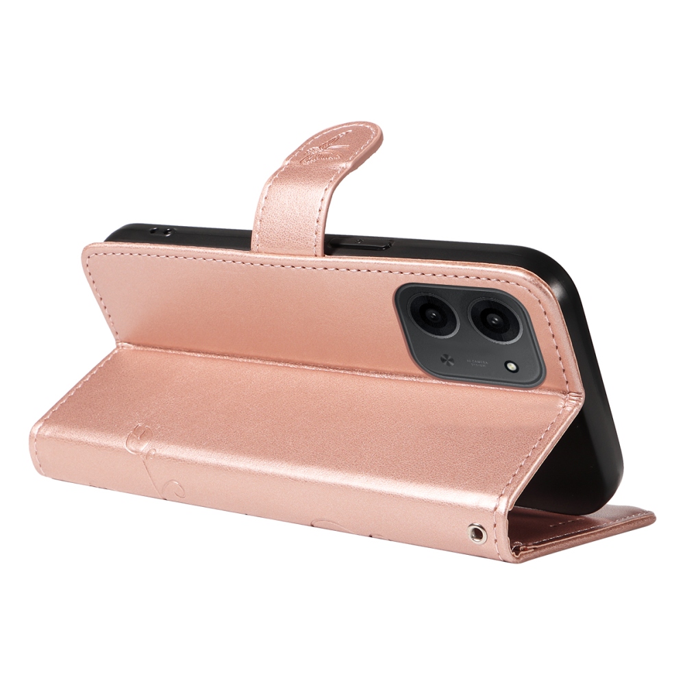 Flowers knížkové pouzdro na Xiaomi Redmi 15C 4G/5G (173mm) - růžovozlaté