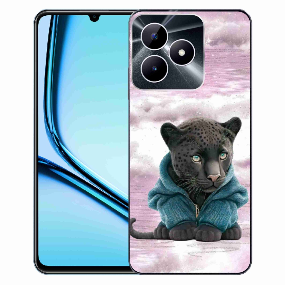 Gelový kryt mmCase na Realme Note 50 - černý panter ve svetru