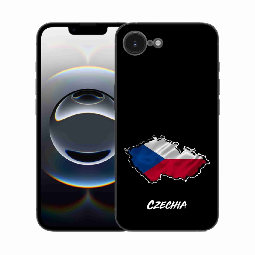 Gelový kryt mmCase na iPhone 16e - Czechia černé pozadí