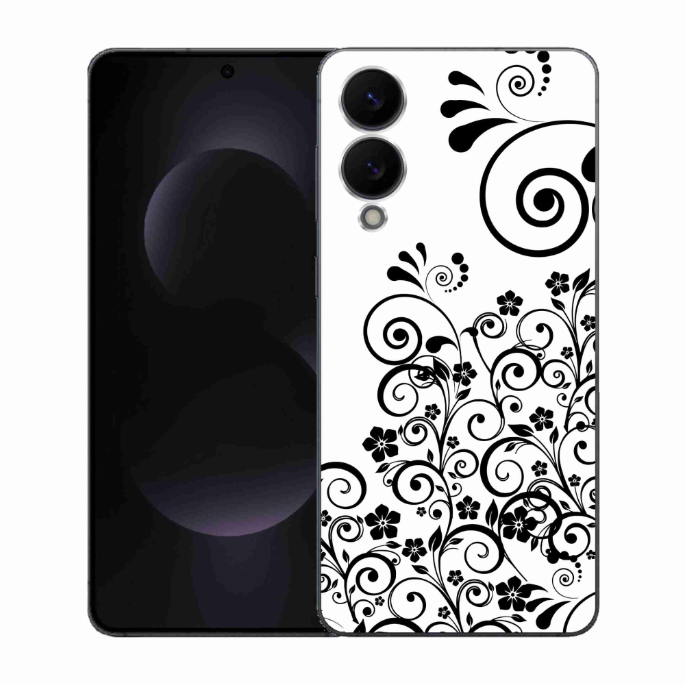 Gelový kryt mmCase na Samsung Galaxy S25 Edge - černobílé květinové vzory