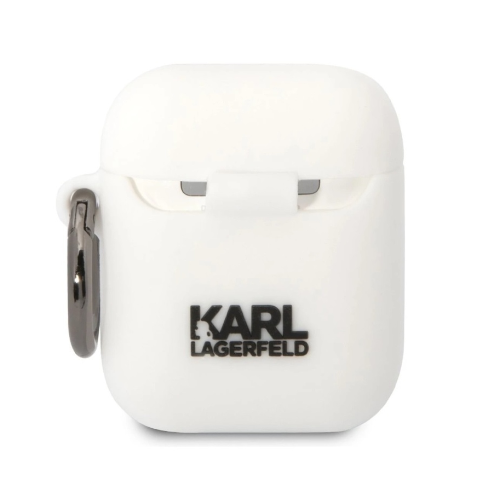 Karl Lagerfeld and Choupette Silikonové pouzdro Airpods 1/2 bílé