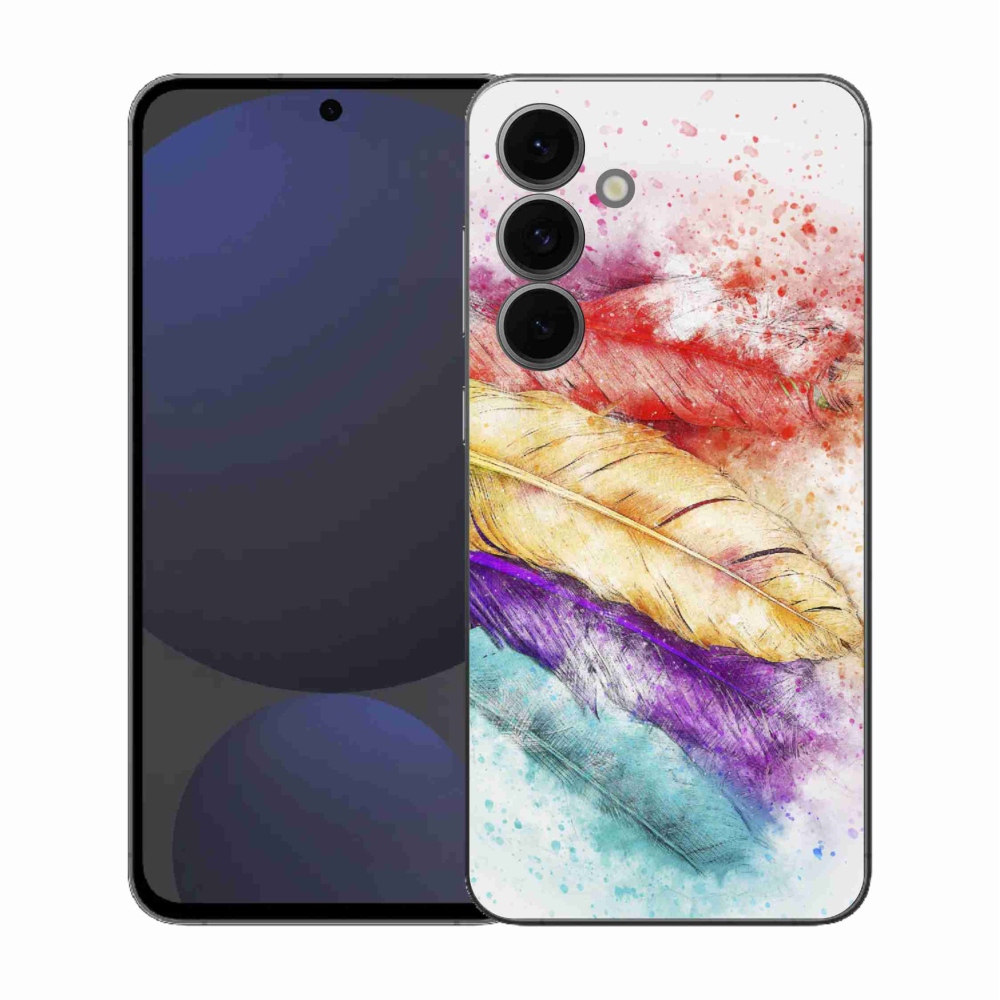 Gelový kryt mmCase na Samsung Galaxy S25 FE - barevné peří