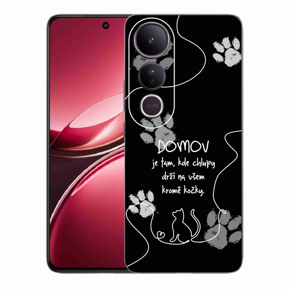 Gelový kryt mmCase na Vivo V50 Lite 4G/5G - kočičí motiv černé pozadí
