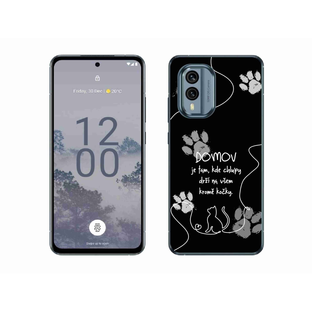 Gelový kryt mmCase na Nokia X30 5G - kočičí motiv černé pozadí