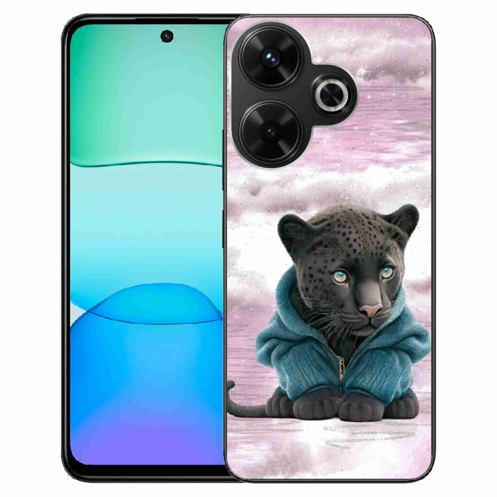 Gelový kryt mmCase na Xiaomi Redmi 13 4G/Poco M6 4G - černý panter ve svetru