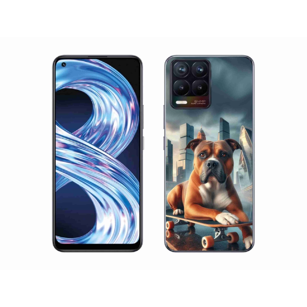 Gelový kryt mmCase na Realme 8 4G - pes na skateboardu