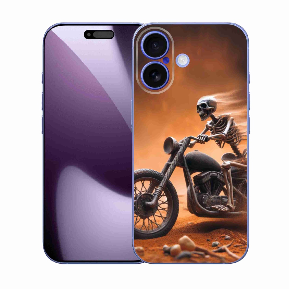 Gelový kryt mmCase na iPhone 17 - kostra na motorce