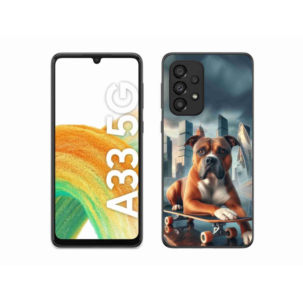 Gelový kryt mmCase na Samsung Galaxy A33 5G - pes na skateboardu