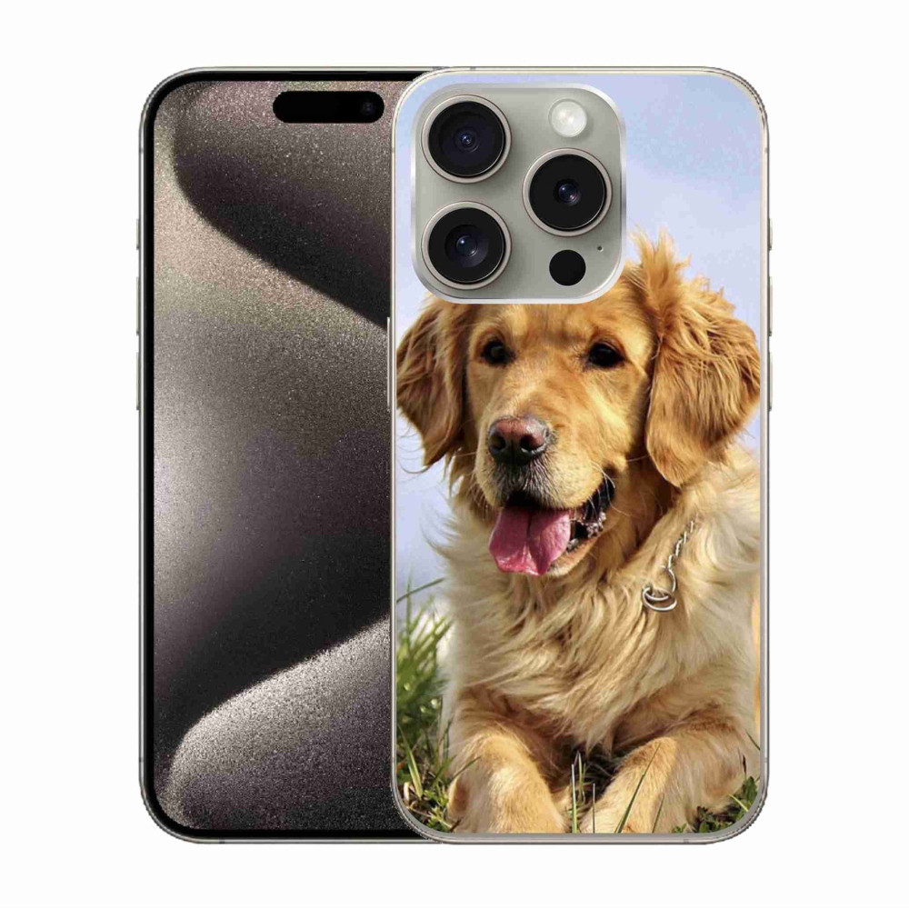 Gelový obal mmCase na iPhone 15 Pro - zlatý retrívr