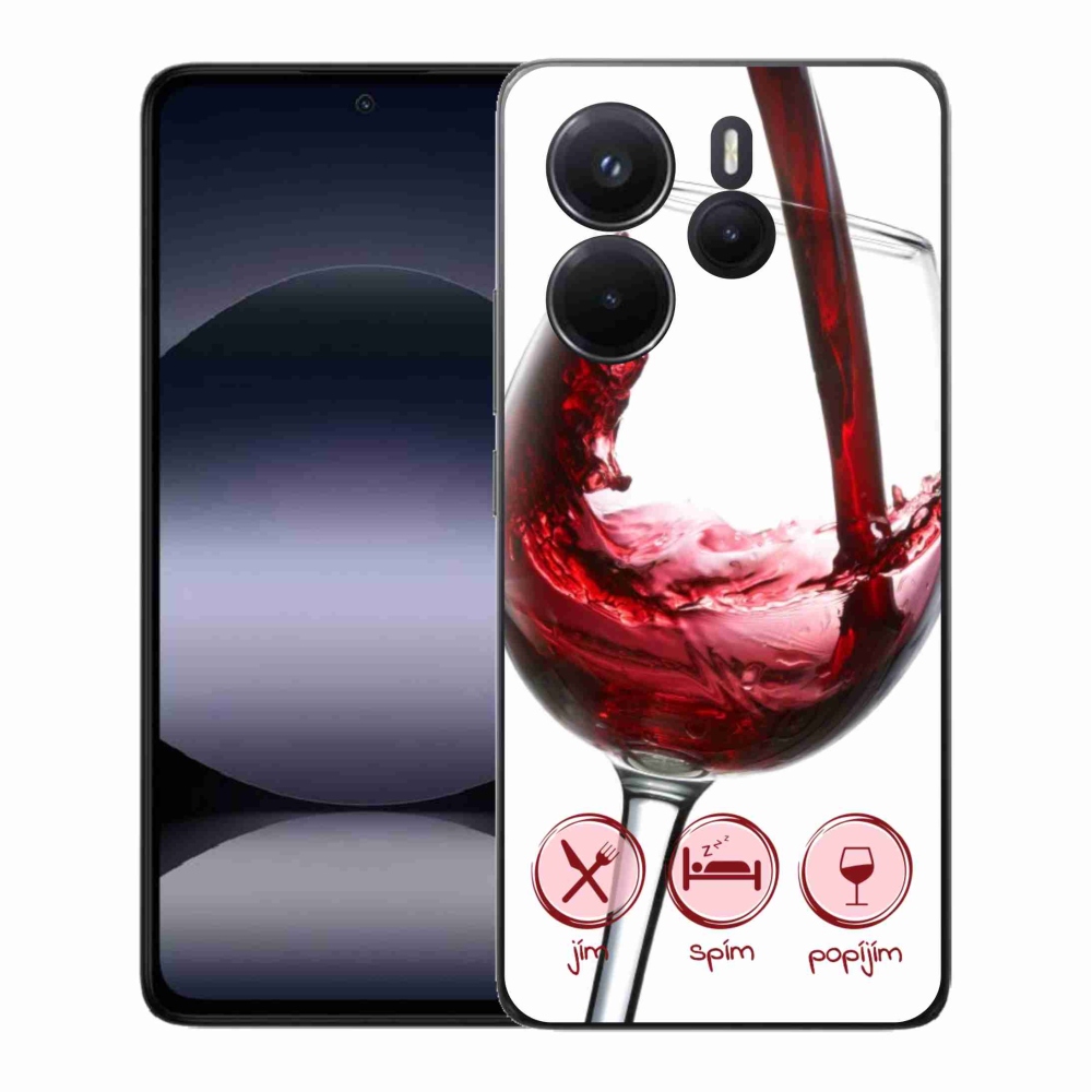 Gelový kryt mmCase na Xiaomi Redmi Note 14 - sklenička vína červené