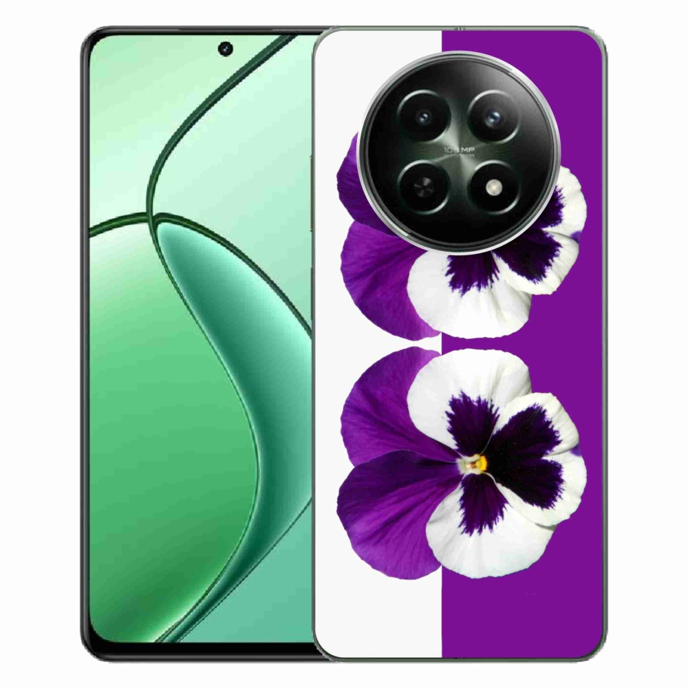 Gelový kryt mmCase na Realme 12 5G/12x 5G - fialovobílý květ