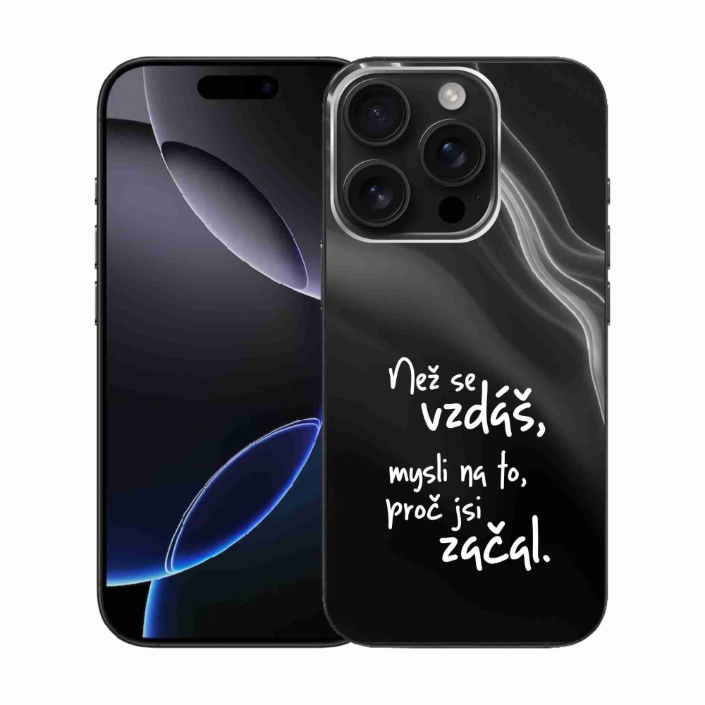 Gelový kryt mmCase na iPhone 16 Pro - citát 2 černé pozadí