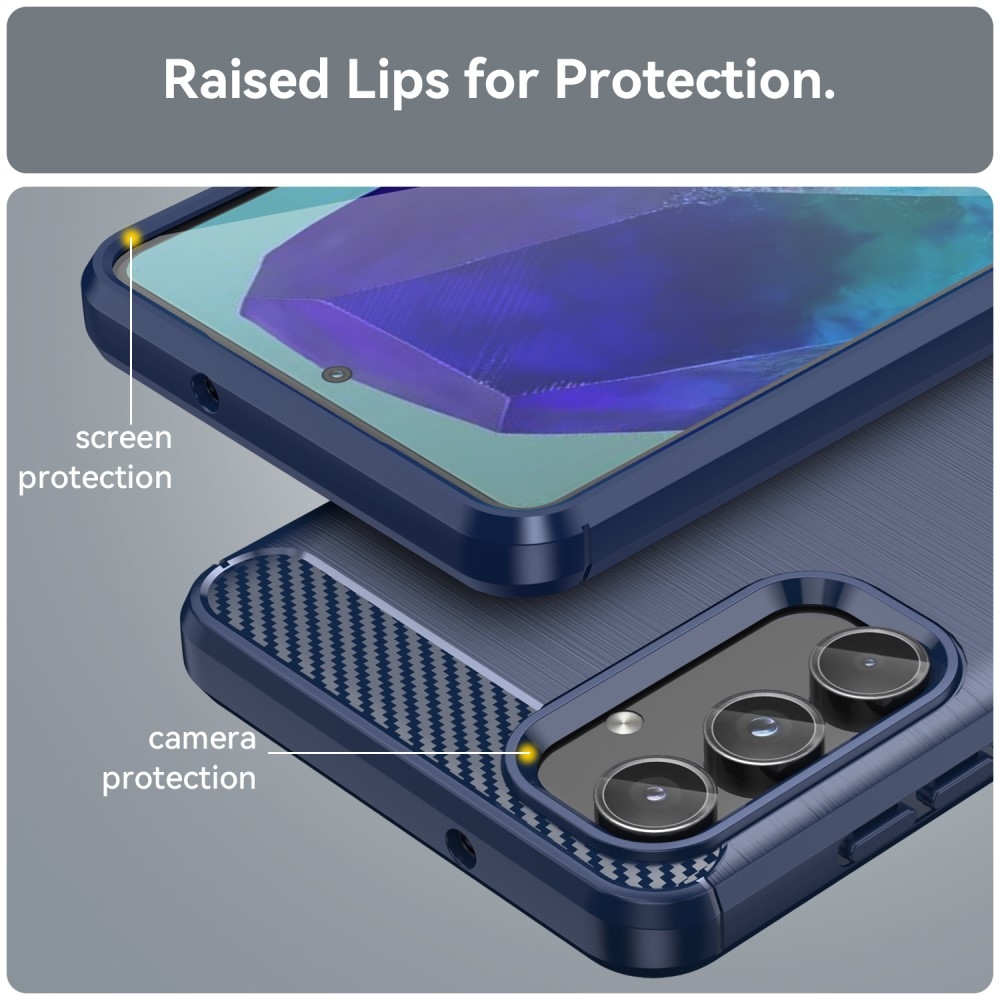 Carbon odolný gelový obal na Samsung Galaxy M55 5G - modrý