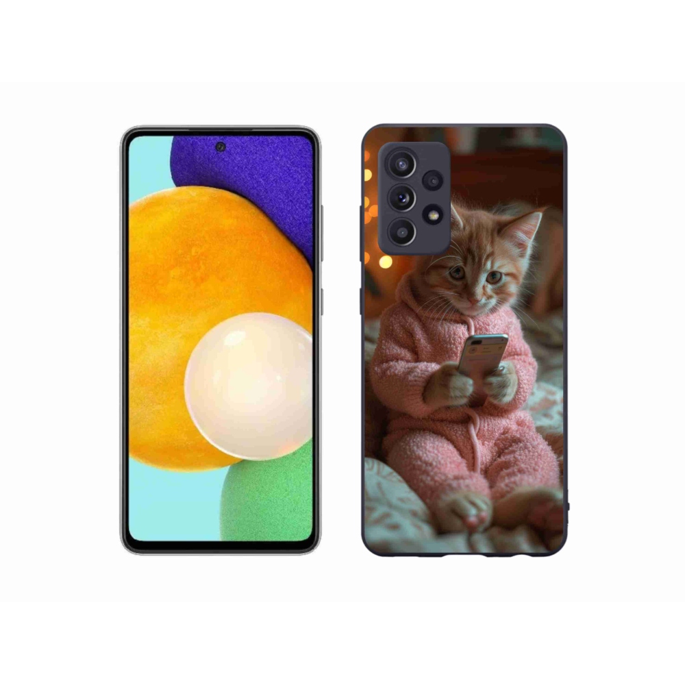 Gelový kryt mmCase na Samsung Galaxy A52s 5G - kotě s mobilem