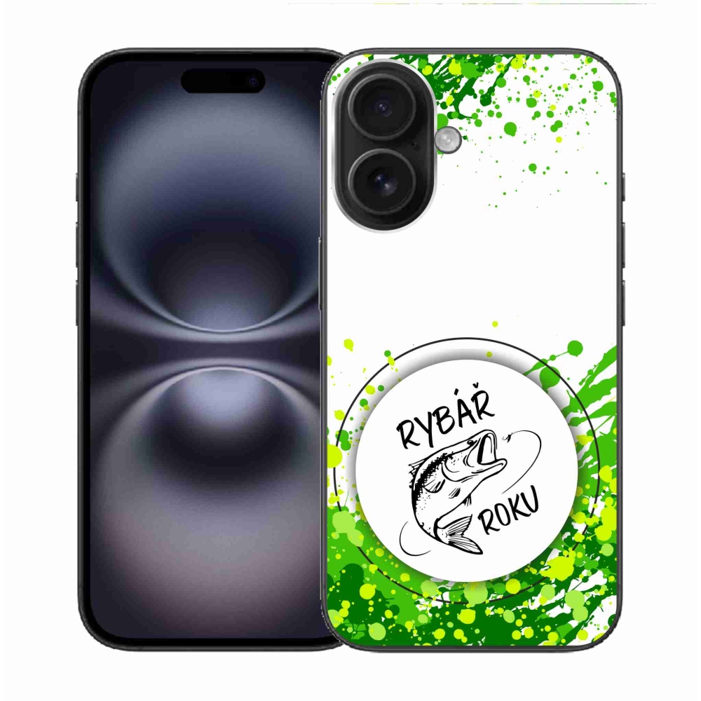 Gelový kryt mmCase na iPhone 16 - rybář roku bílé pozadí