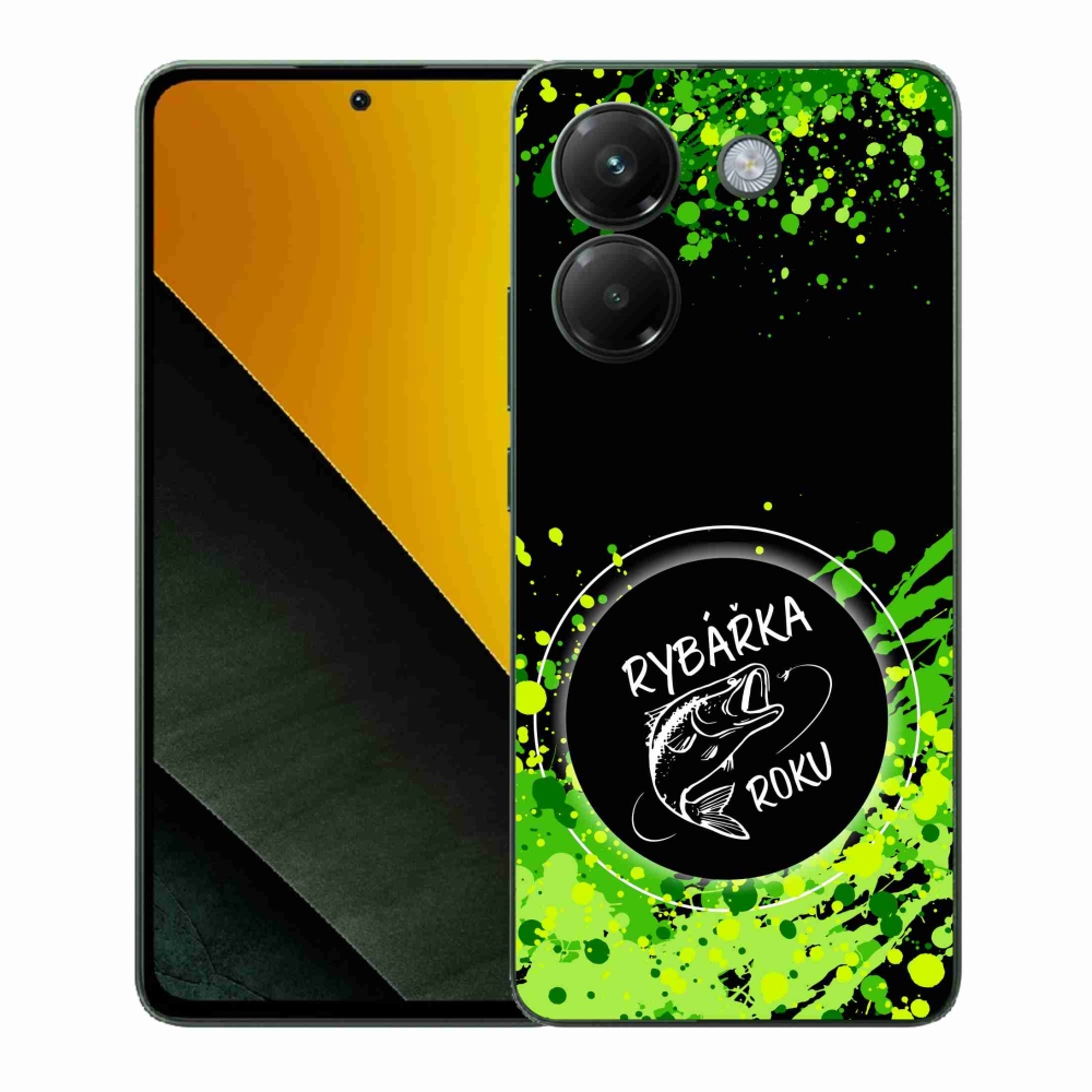 Gelový kryt mmCase na Xiaomi Poco M7 Pro 5G - rybářka roku černé pozadí
