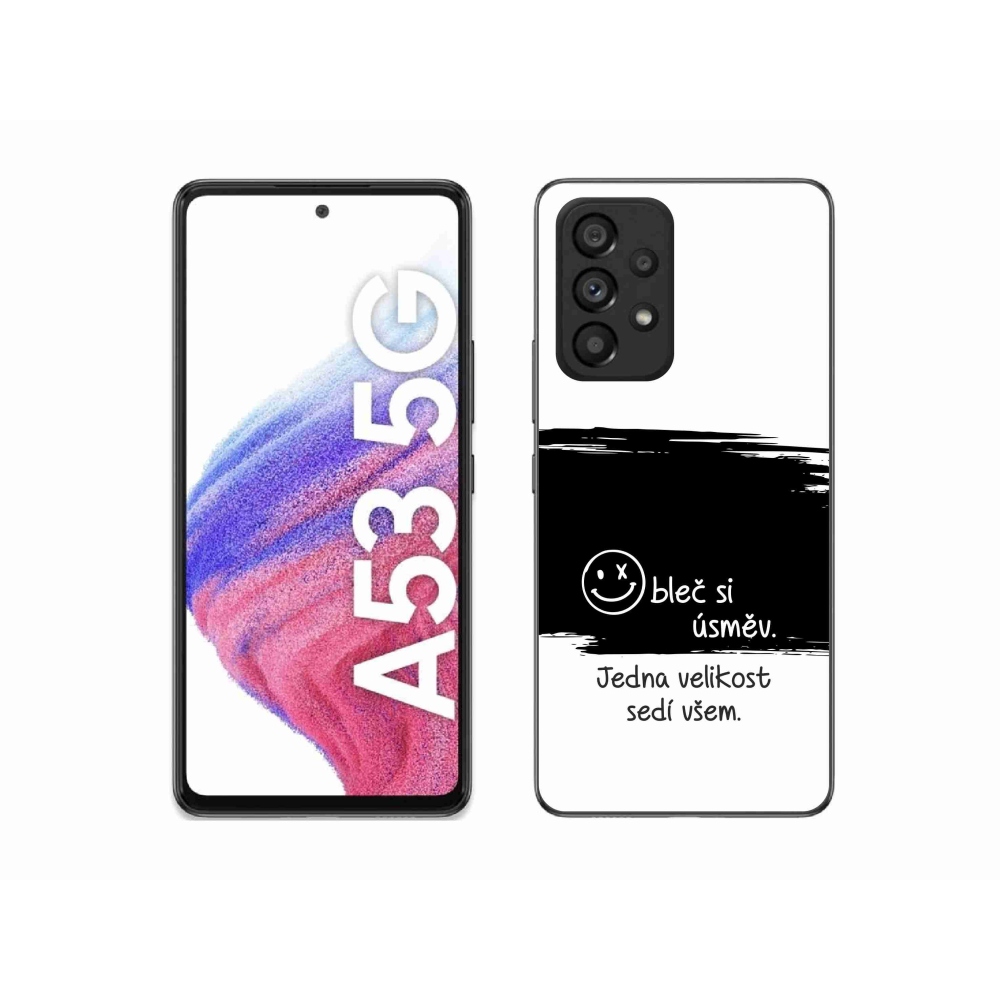 Gelový kryt mmCase na Samsung Galaxy A53 5G - vtipný text 8 černobílé pozadí