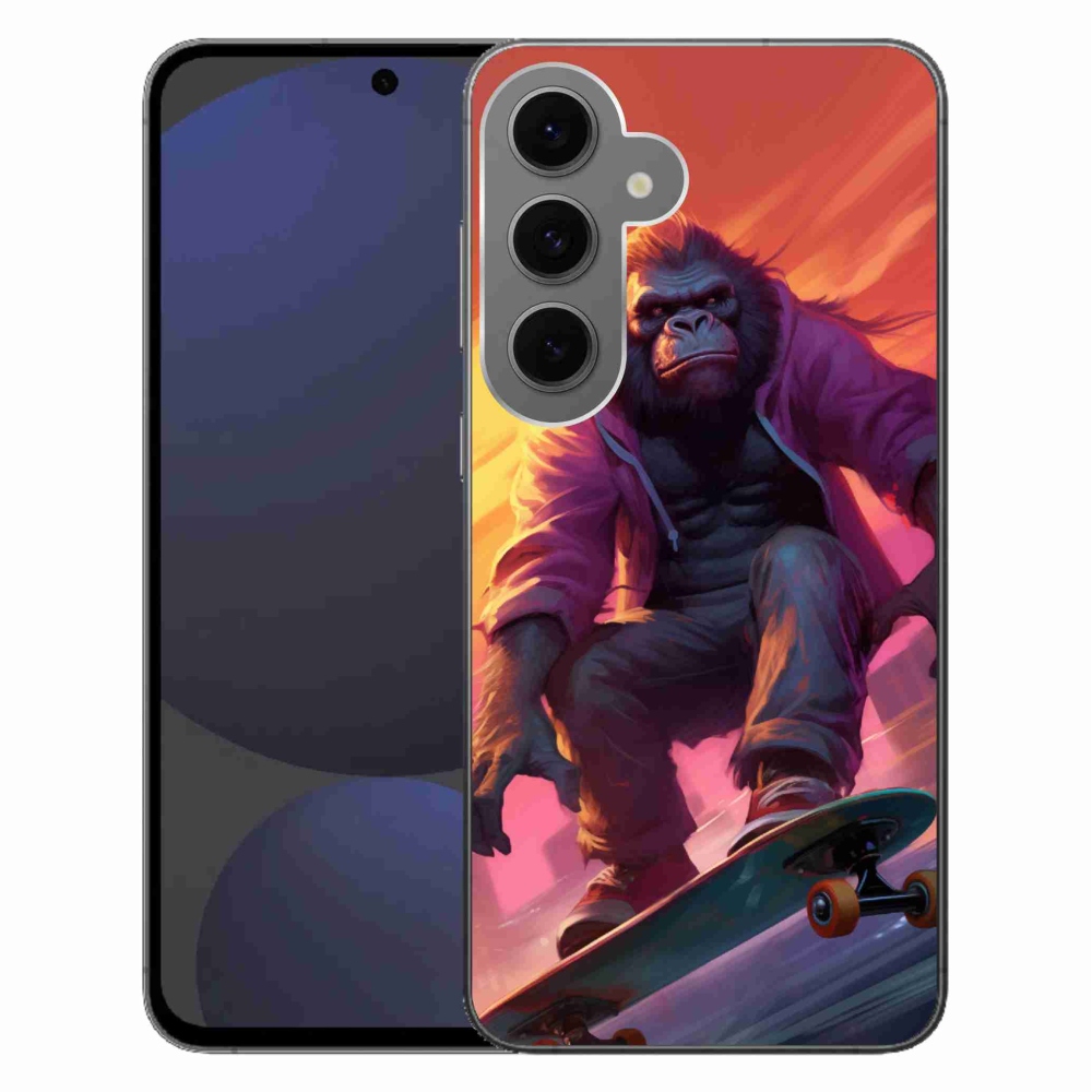 Gelový kryt mmCase na Samsung Galaxy S24 FE - gorila na skateboardu