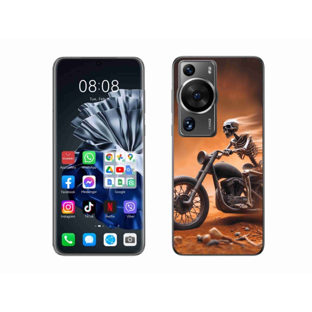Gelový kryt mmCase na Huawei P60 Pro - kostra na motorce