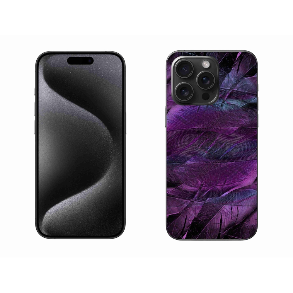 Gelový kryt mmCase na iPhone 15 Pro Max - fialová pírka