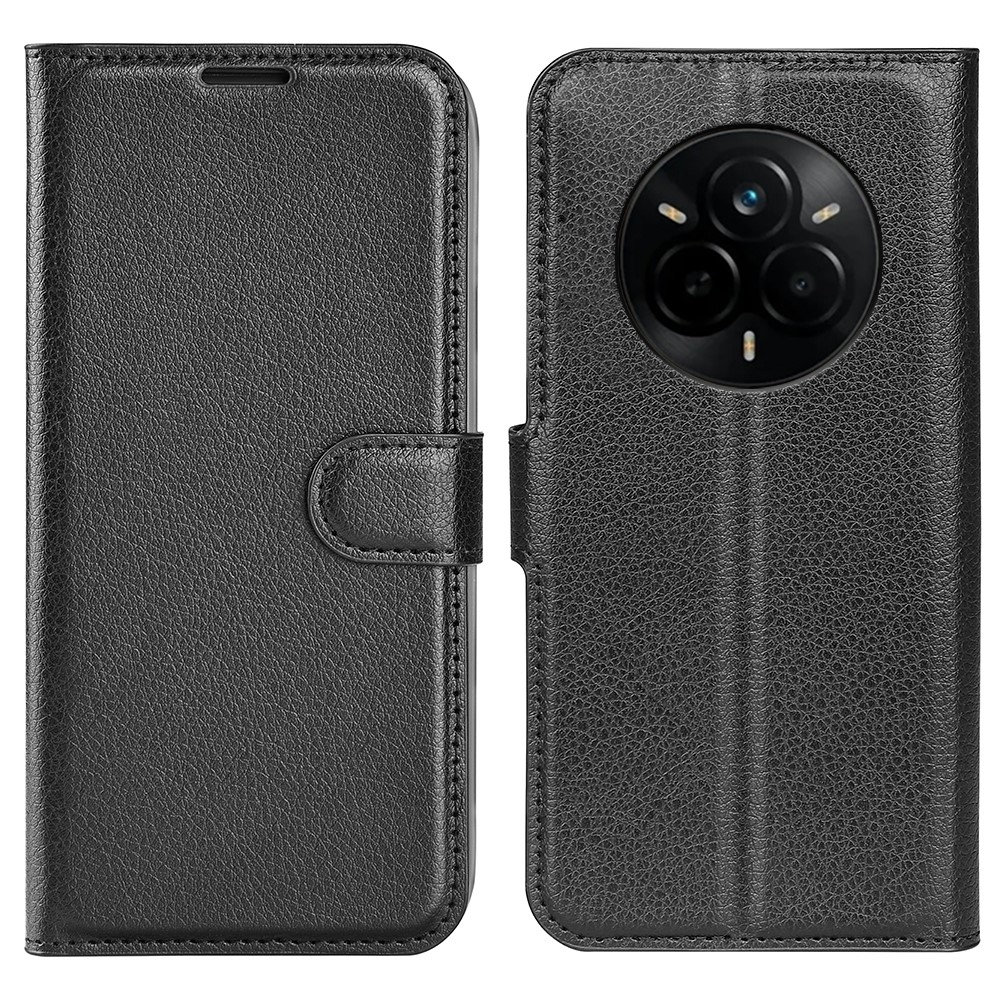 Litchi knížkové pouzdro na Realme 14 Pro 5G - černé