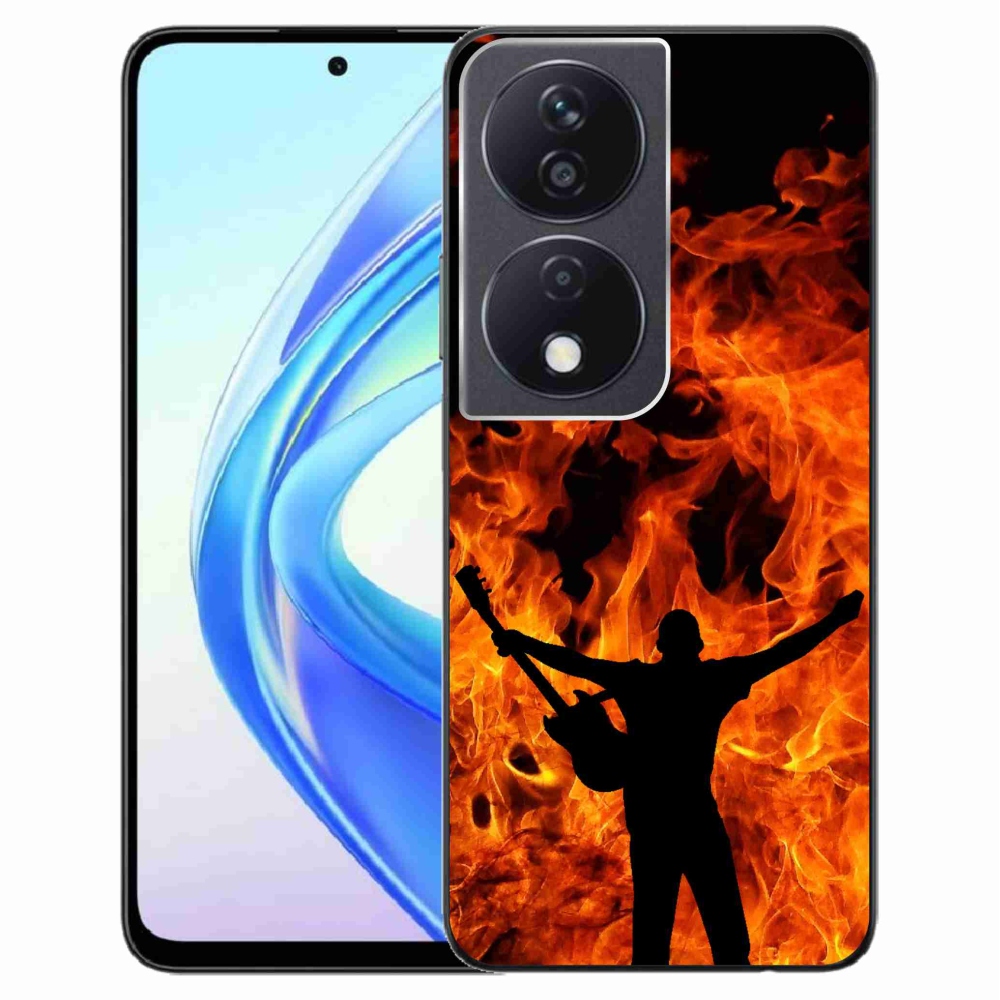 Gelový kryt mmCase na Honor X7b/Honor 90 Smart - muzikant a oheň