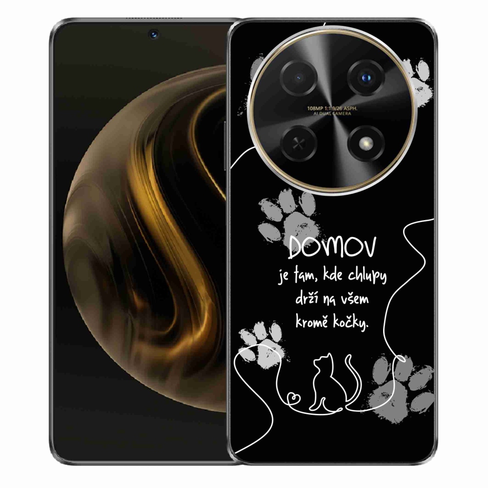 Gelový kryt mmCase na Huawei Nova 12i - kočičí motiv černé pozadí