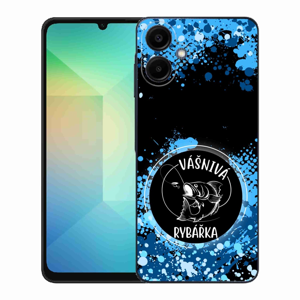 Gelový kryt mmCase na Samsung Galaxy A06 4G - vášnivá rybářka černé pozadí