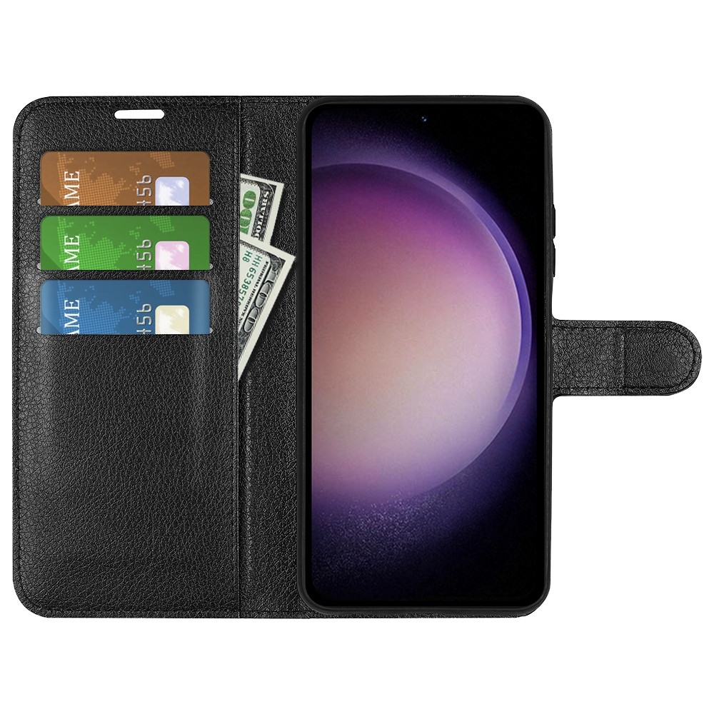 Litchi knížkové pouzdro na Samsung Galaxy S23 FE - černé