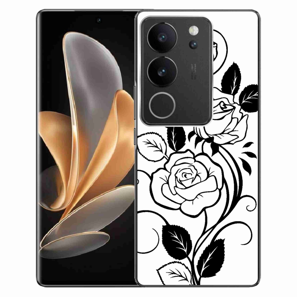 Gelový kryt mmCase na Vivo V29 5G - černobílá růže