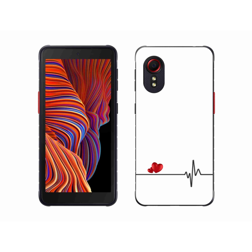 Gelový kryt mmCase na Samsung Galaxy Xcover 5 - srdce a tep bílé pozadí