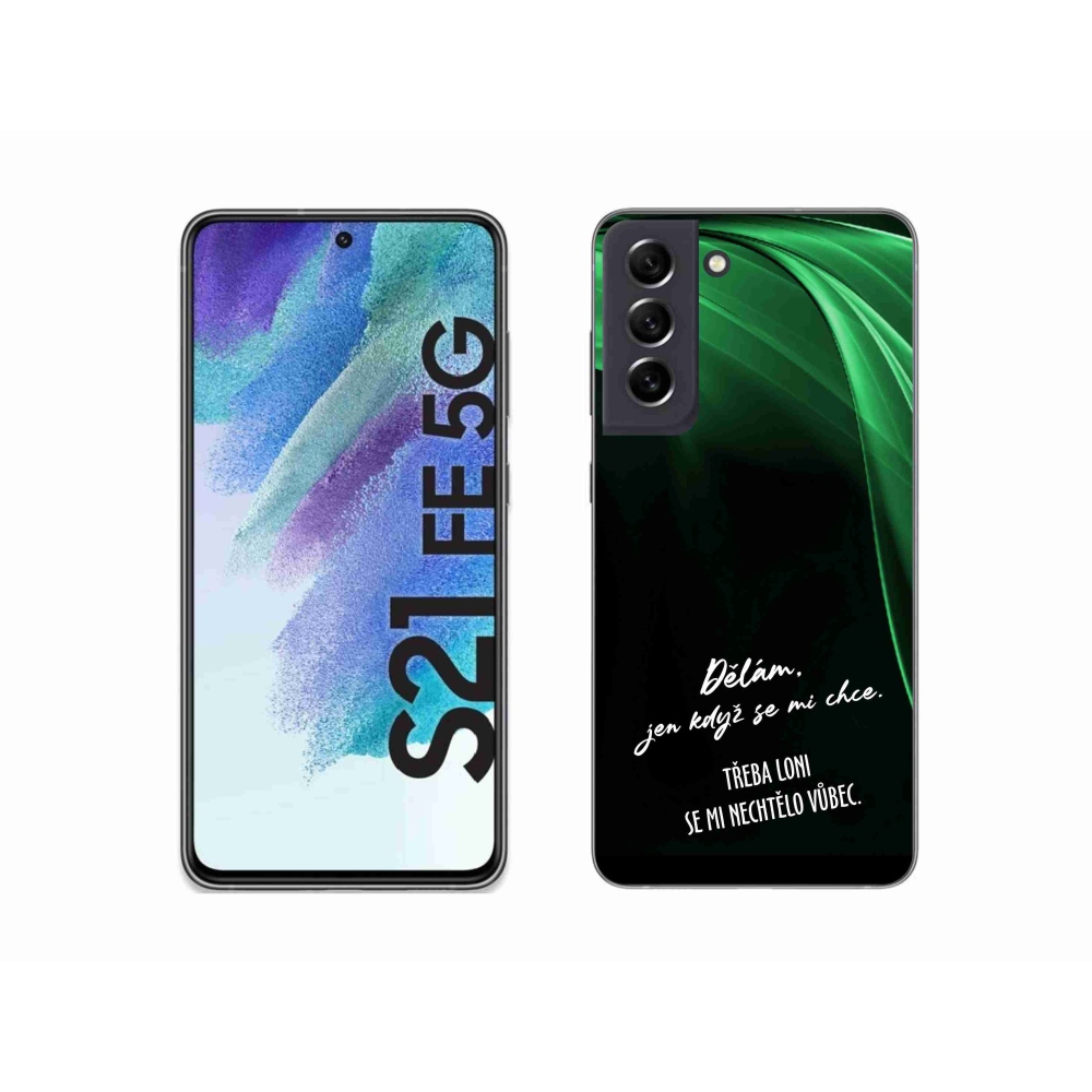 Gelový kryt mmCase na Samsung Galaxy S21 FE 5G - vtipný text 12 černé pozadí