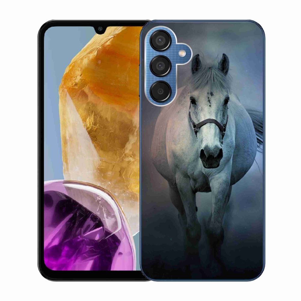 Gelový obal mmCase na Samsung Galaxy M15 5G - běžící bílý kůň