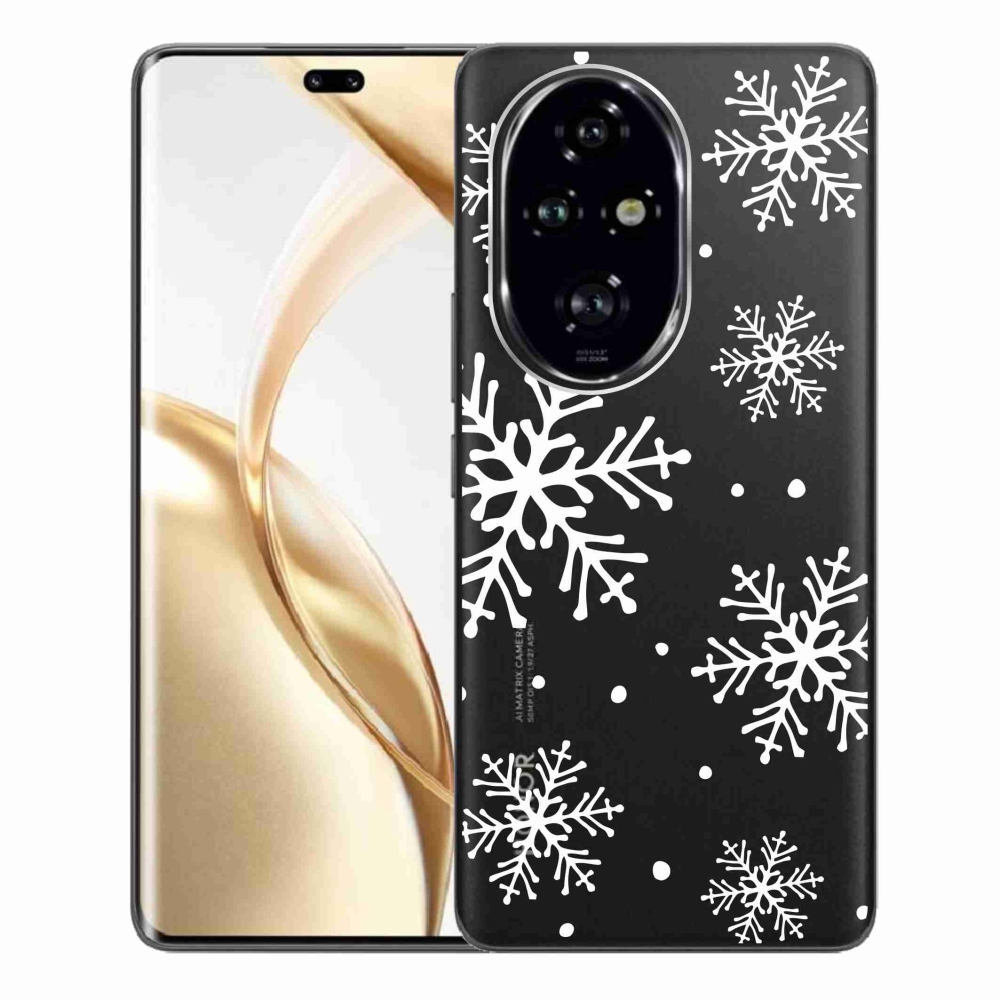 Gelový kryt mmCase na Honor 200 Pro 5G - bílé vločky na průhledném pozadí