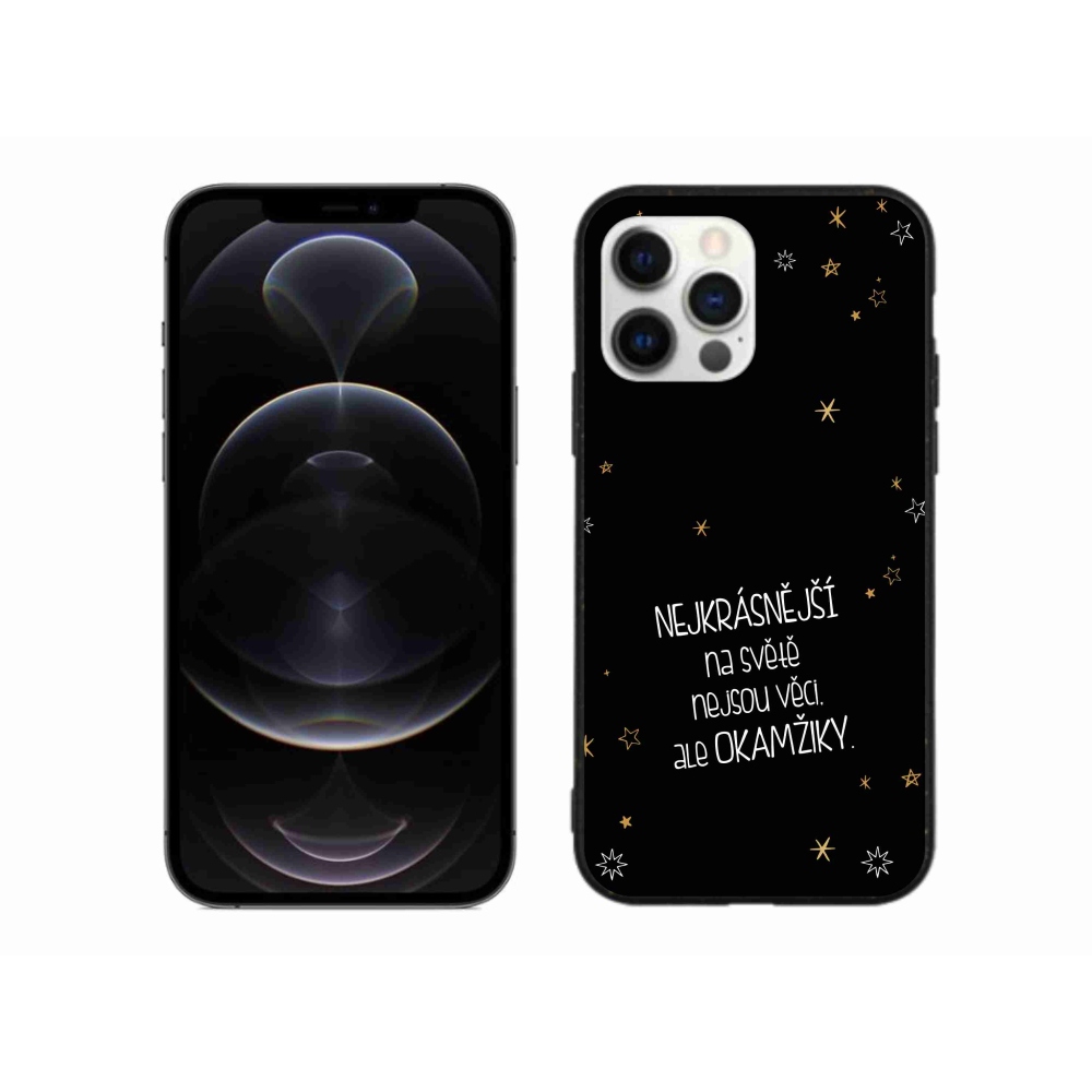 Gelový kryt mmCase na iPhone 12 Pro Max - citát 4 černé pozadí