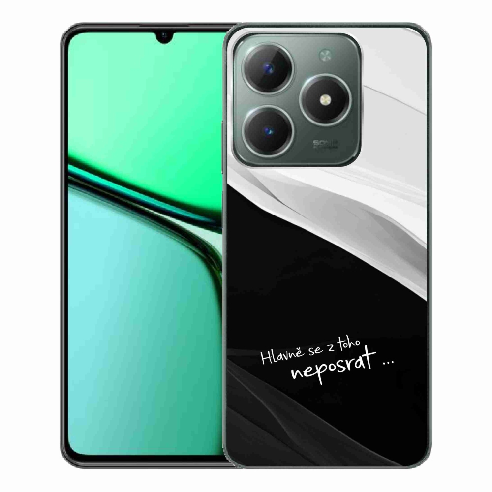 Gelový kryt mmCase na Realme C61 - vtipný text 13 černobílé pozadí