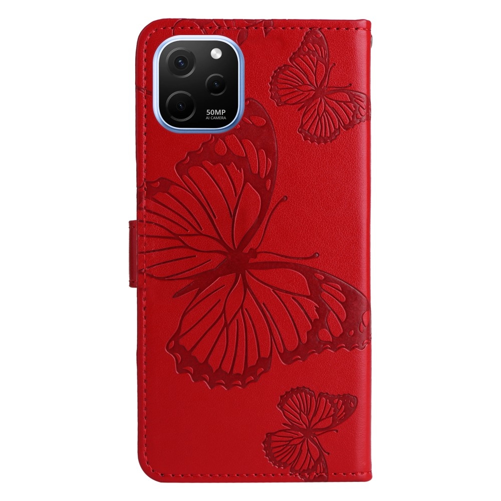 Big Butterfly knížkové pouzdro na Huawei Nova Y61 - červené