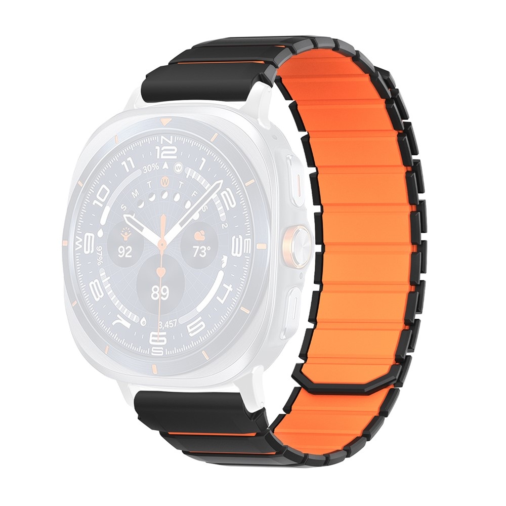 Magnete silikonový řemínek na Samsung Galaxy Watch9 40mm/44mm/Watch8 44mm/40mm/Watch8 Classic 46mm - černý/oranžový