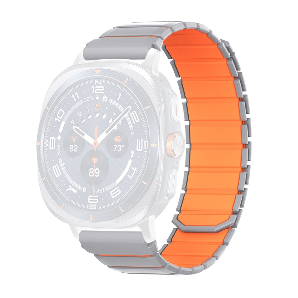 Magnete silikonový řemínek na Samsung Galaxy Watch9 40mm/44mm/Watch8 44mm/40mm/Watch8 Classic 46mm - šedý/oranžový