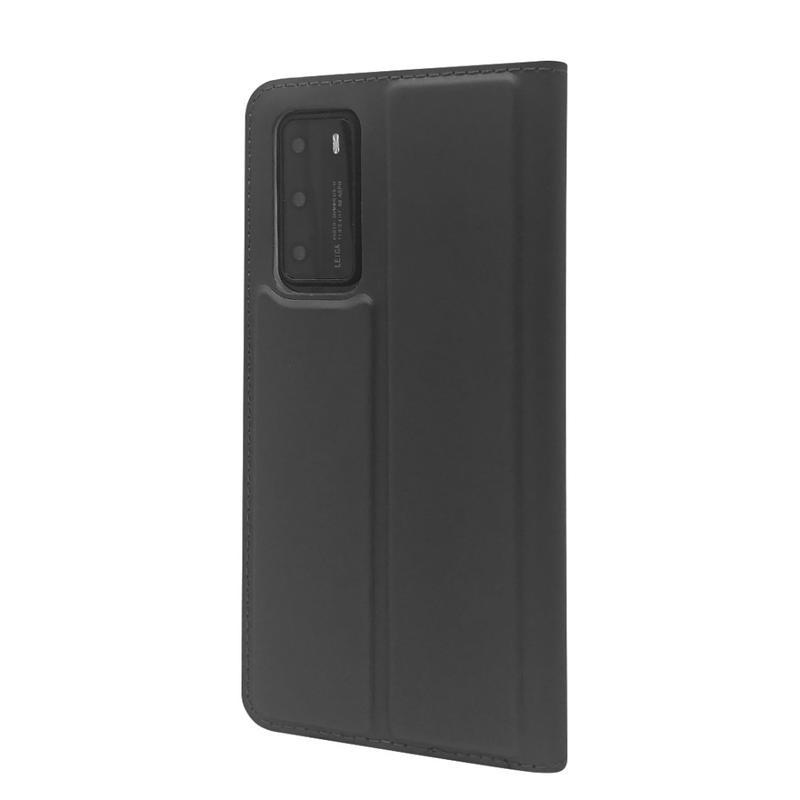 Magnetic PU kožené peněženkové pouzdro na mobil Huawei P40 - černé