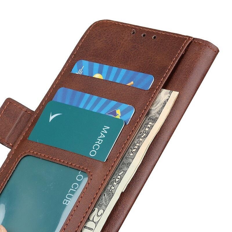 Magnetic PU kožené peněženkové pouzdro na mobil Samsung Galaxy M23 5G - kávové